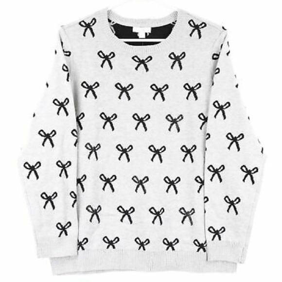 Sweaters - Petite Bow Print Sweater